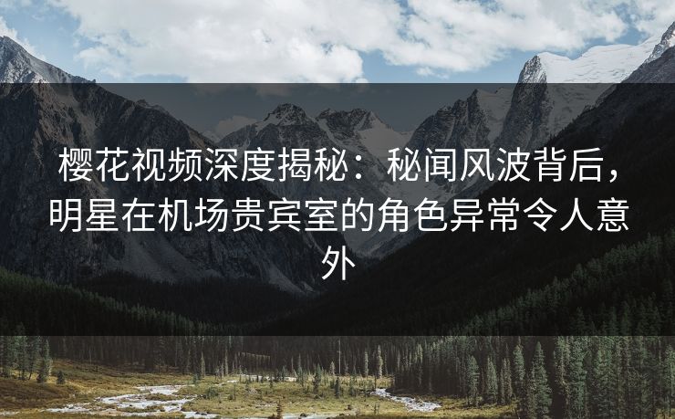 樱花视频深度揭秘：秘闻风波背后，明星在机场贵宾室的角色异常令人意外