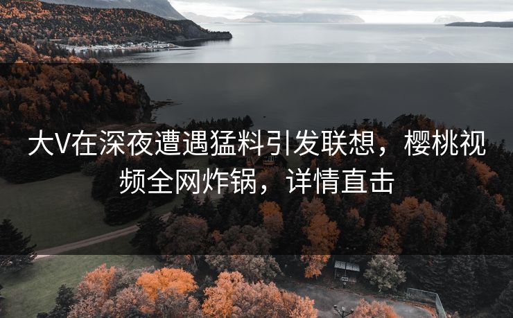 大V在深夜遭遇猛料引发联想，樱桃视频全网炸锅，详情直击