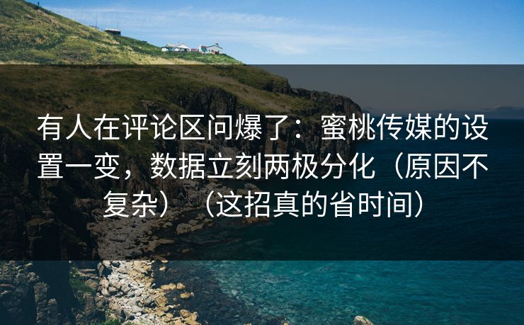 有人在评论区问爆了：蜜桃传媒的设置一变，数据立刻两极分化（原因不复杂）（这招真的省时间）